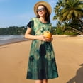 thumbnail image 4 of Naloa Eyes Watching In The Dark Print Womens Summer A-Line Dress with Pockets,Short Sleeve Dresses,Flowy Beach Swing Dress for Vacation Travel, 4 of 6