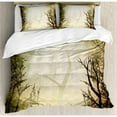 thumbnail image 3 of Mystic Forest Duvet Cover Set Twin Size, Fantastic Misty Mystical Spot Deep Down in the Forest with Sunbeams, Decorative 2 Piece Bedding Set with 1 Pillow Sham, Pale Yellow Black, by Ambesonne, 3 of 3