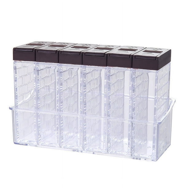 Tarros agitadores de especias, caja de condimentos de viaje con tapas 2 en 1, juego de condimentos vacíos, dispensador de contenedor de almacenamiento de condimentos de plástico