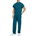 thumbnail image 2 of DENGDENG Womens Scrub Sets Workwear Nursing Quarter Zip Up V Neck Short Sleeve Scrub Tops & Drawstring Jogger Pants Soft and Stretchy Nurse Uniform Breathable Scrubs Set with Pockets,Sky Blue XXL, 2 of 6