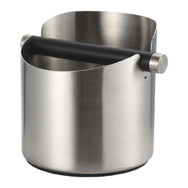 Caja de café estilo barista con barra de golpe extraíble y antideslizante que absorbe los golpes. Plata L