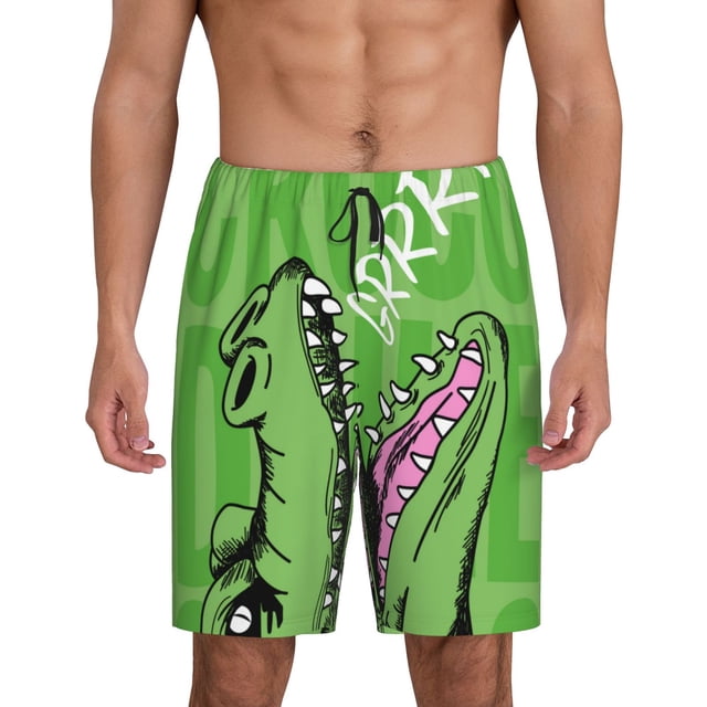 Fotbe CROCODILE HEAD Pantalones Cortos de Pijama para Hombre, Ropa de Dormir, Pantalones de Pijama Cortos para Hombre-Large