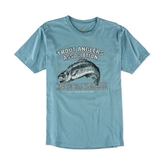 G.H. Bass & Co. Mens Trout Association Graphic T-Shirt, Blue, Small