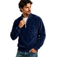 thumbnail image 2 of Sorvello Men's Corduroy Loose Fit Quarter Zip Pullover Sweatshirt With Chest Pocket Mock Neck Big and Tall Casual Fall Winter Streetwear Top Blue S, 2 of 7
