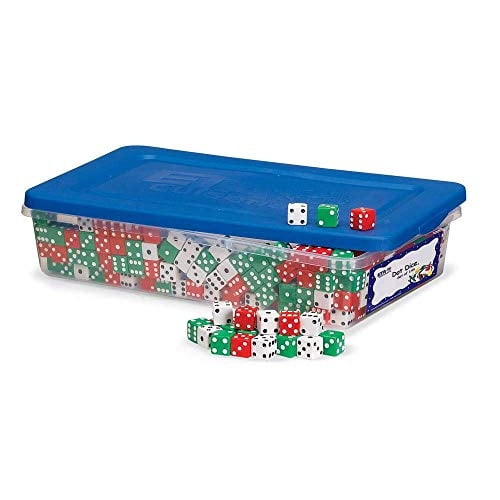 Juego de 144 dados hand2mind con puntos rojos, verdes y blan