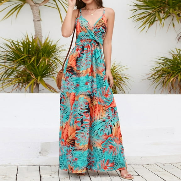 Aayomet Plus Size Dresses Women's Casual Loose Short Sleeve Long Dress Split Maxi Summer Beach Dress,Orange L