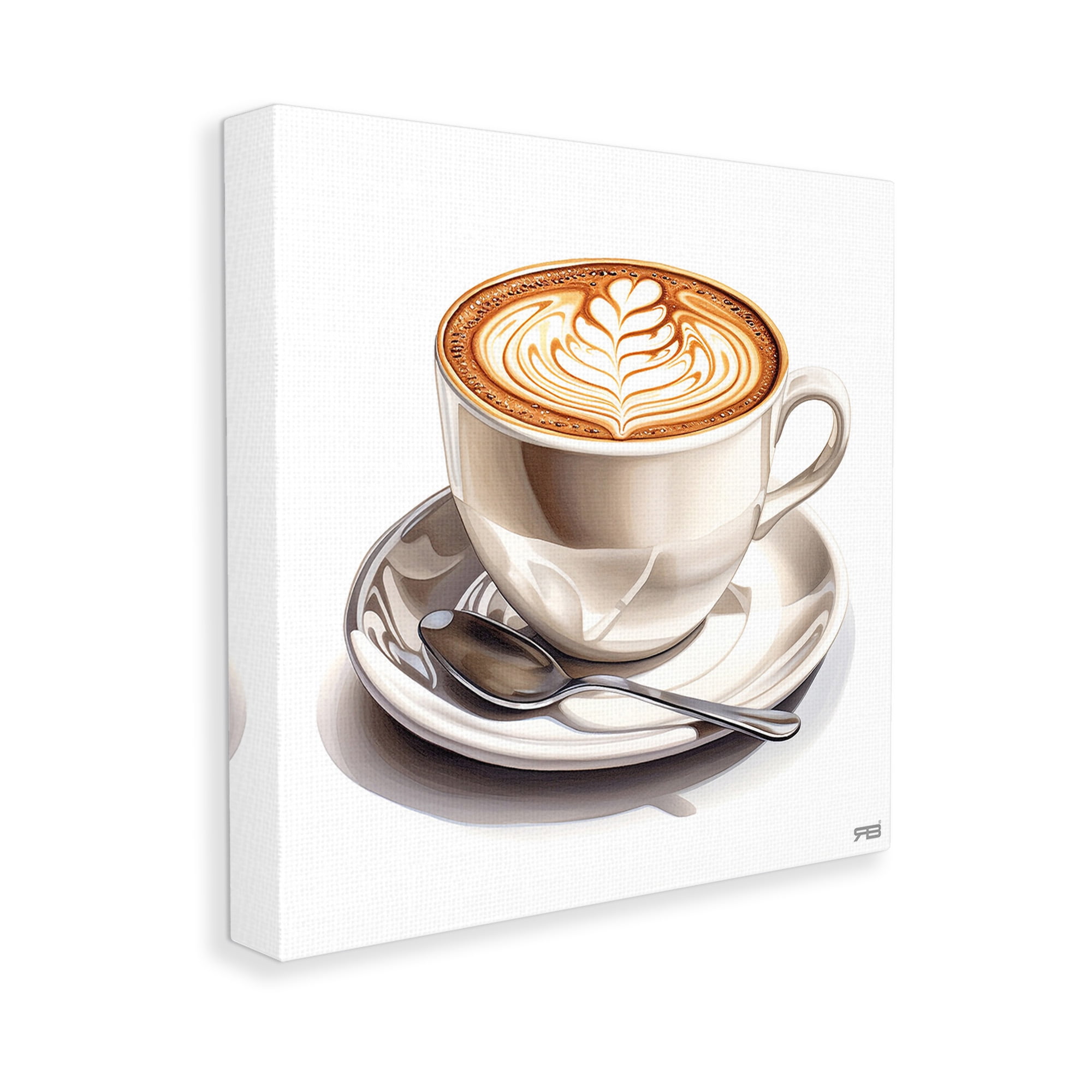 Stupell Industries Espresso Latte with Pattern Food & Beverage Painting Gallery Wrapped Canvas Art Print Wall Art, 30 x 30