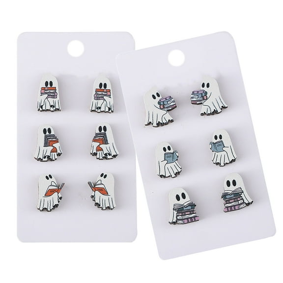 Fogun 6 Pairs Hypoallergenical Halloween Earrings Set Scary Book Specters Ear Rings for Women and Teens Costume Accessories