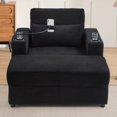 thumbnail image 4 of CASAROUND Modern Style Armchair Chaise Lounge Sofa Couch with Movable Storage Ottoman, USB Ports, Cup Holders & Side Pockets, Black Chenille 42.5", 4 of 30