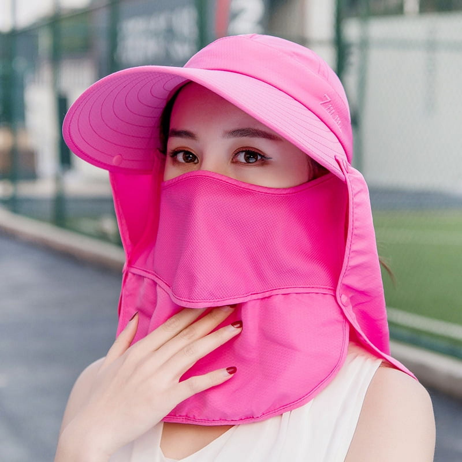 Women's UPF 50+ Baseball Cap With Removable Face Cover - Adjustable Sun Hat With Ponytail Hole - View #2