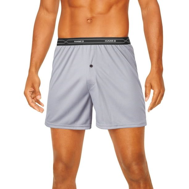 Hanes Men's XTemp Performance Cool Checker Design Boxer, 3 Pack