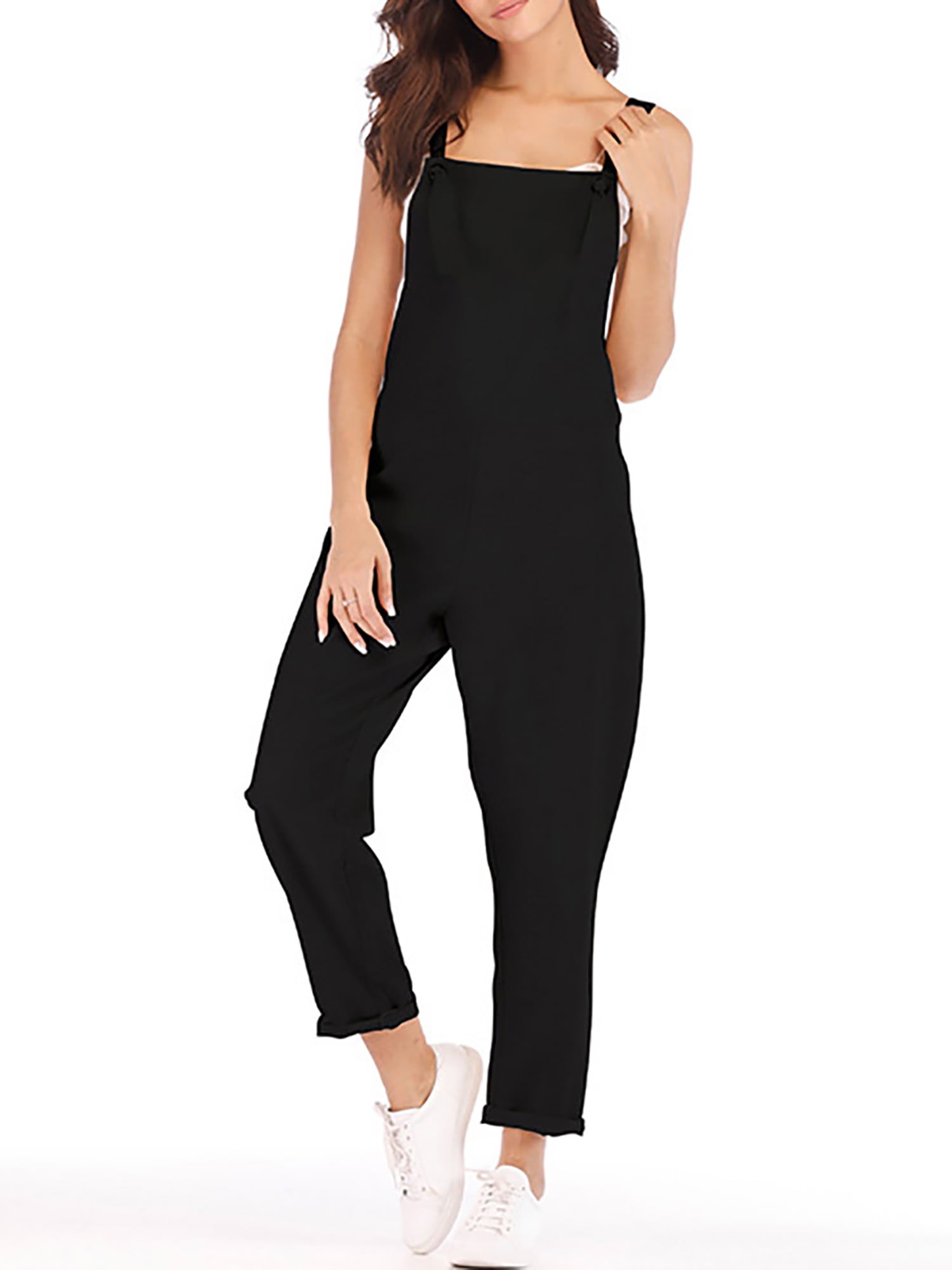 Selfieee - Selfieee Women's Plus Size Vintage Baggy Loose Romper Spaghetti Strap Pockets Behind