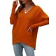 thumbnail image 4 of Sunloudy Suéter de otoño para mujer, suéter de punto de manga larga con cuello en V de color sólido con dobladillo irregular para damas, S / M / L / XL Sunloudy  moda, 4 of 8