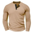 thumbnail image 4 of SSAAVKUY Mens Henley Shirts Long Sleeves Waffle Texture Button Tee Tops Casual Lightweight Pullover Shirt Slim Quarter Zip Pullover Comfort Soft T Shirts Beige S, 4 of 8