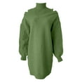 thumbnail image 4 of Fiaer Sweater Dresses for Women Turtleneck Long Sleeve Thermal Warm Loose Fit Casual Trendy Mini Dress Green S, 4 of 5