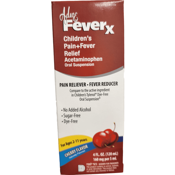 Adwe Kosher FeverX Children's Pain + Fever Relief Acetaminophen Liquid