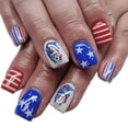 thumbnail image 1 of Independence Day Press on Nails Short Square, 24 piezas de uñas postizas con forma de ataúd de cobertura completa, uñas postizas acrílicas para mujer para el 4 de julio, uñas artificiales, 1 of 5