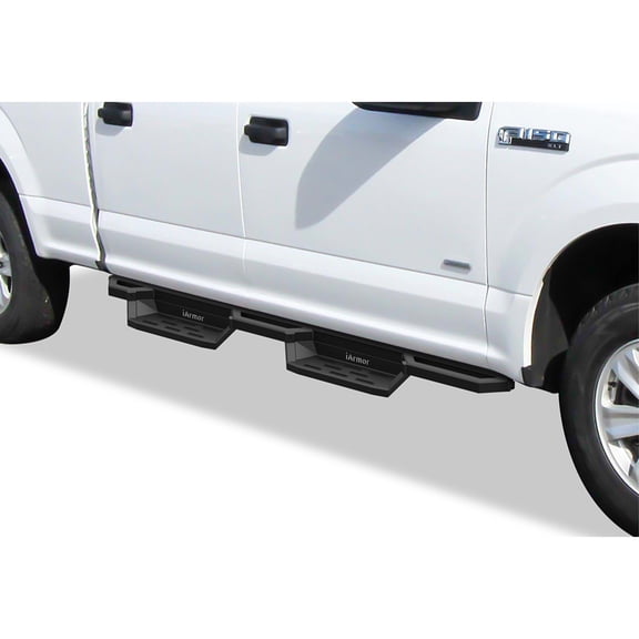 APS Black Square Tube Drop Nerf Bars Fit 2015-2026 Ford F150/F250-F550 Crew Cab