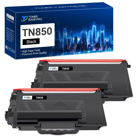 TN850 High Yield Toner Cartridge Compatible for Brother TN850 TN820 TN-850 TN 850 TN-820 MFC-L5900DW HL-L6200DW HL-L6200DWT HL-L5200DW MFC-L5700DW MFC-L5850DW MFC-L6800DW Printer Ink (Black, 2-Pack)