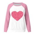 thumbnail image 3 of Cameland Rabais Saint-Valentin Femmes Mignon Rouge Cœur Graphique T-Shirts Raglan Manches Longues Col Rond Chandails en Molleton Ample Décontracté Tops Rose, 3 of 3