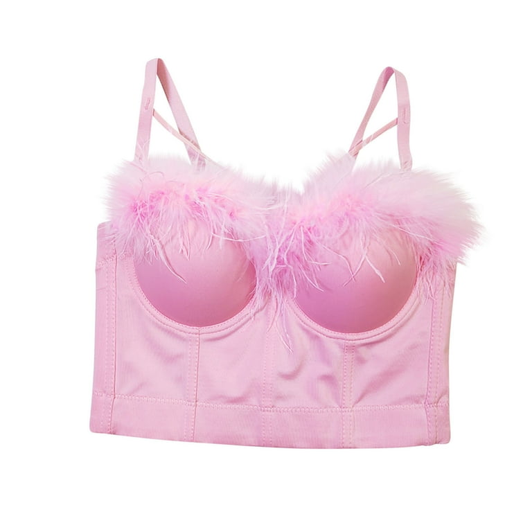 Crunowin Women's Sexy Bra, Fluffy Smooth Push Up Breathable Seductive  Lingerie Everyday Underwear Pink XXL