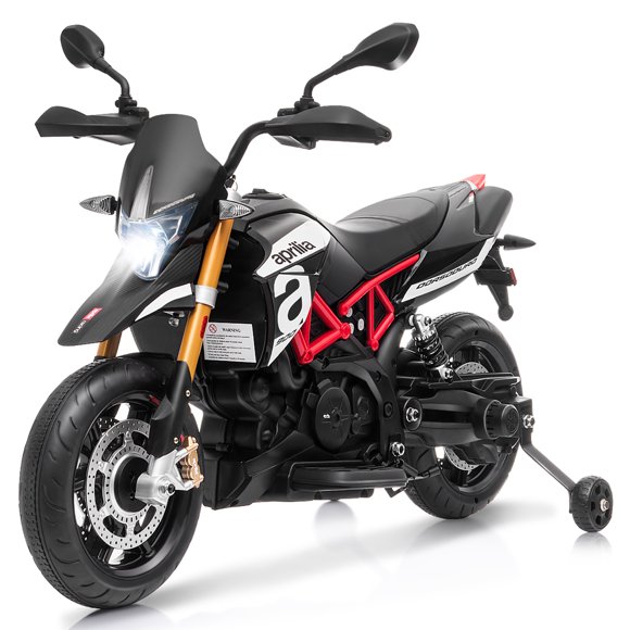 Gymax 12V Licensed Kids Ride On Motorcycle w/ Headlight Training Wheel Black