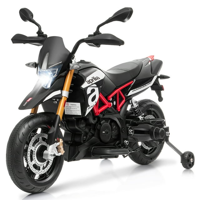 Gymax 12V Licensed Kids Ride On Motorcycle w/ Headlight Training Wheel Black