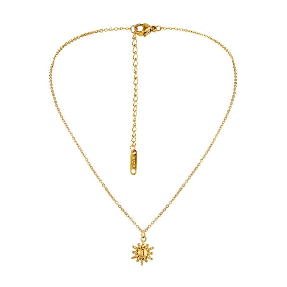 HUANLEDASH Women Sun Pendant Necklace Stainless Steel Adjustable Extended Chain Charm Necklace Jewelry Accessories