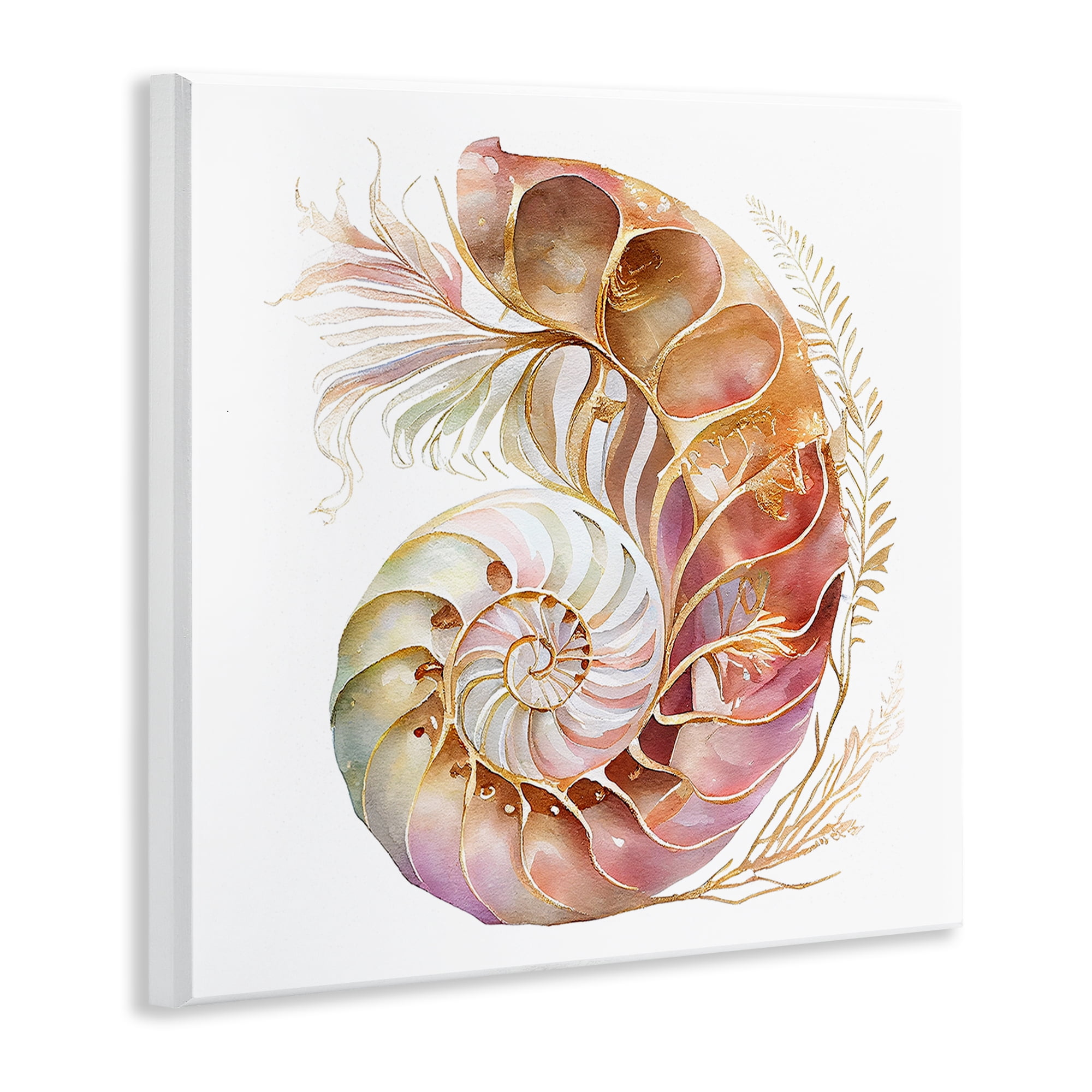 Stupell Industries Curled Nautilus Pattern Nautical & Beach Painting Unframed Art Print Wall Art, 12 x 12