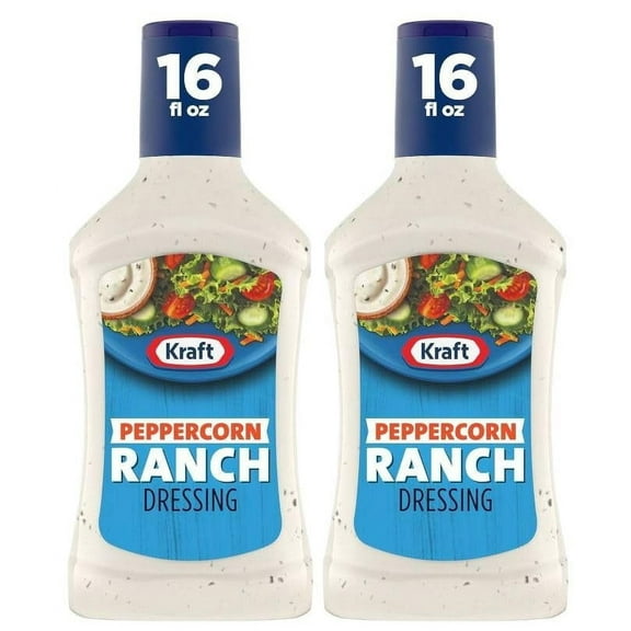 Kraft Peppercorn Ranch Salad Dressing, 16 fl oz Bottles, Pack of 2