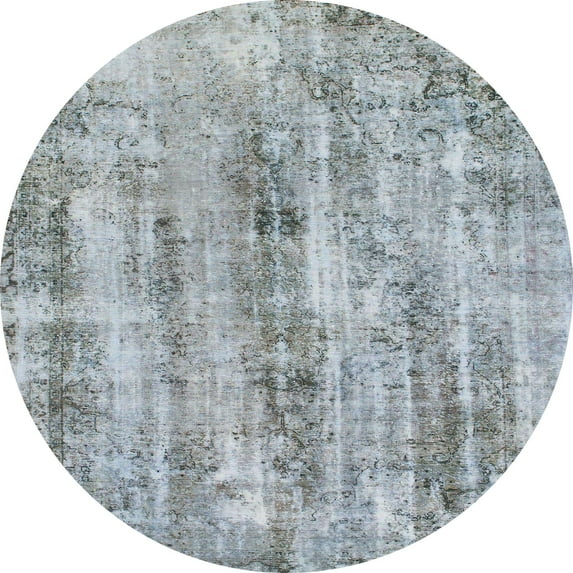 Ahgly Company Indoor Round Abstract Metallic Silver Gray Abstract Area Rugs, 5' Round