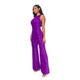 thumbnail image 5 of Women's Jumpsuits Sparkling Sequins High Waisted Waist Smooth Fitted Top Glamorous Fashion Night Party Or formal Occasion Overalls for Women Purple L, 5 of 7