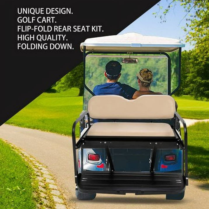 Kojem Golf Cart Flip Folding Rear Back Seat Kit for EZGO Marathon Pre-1994 Tan