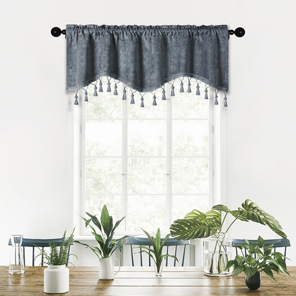 Window Curtain Valance for Kitchen Solid Scalloped Valance Short Curtain,1 Panel 