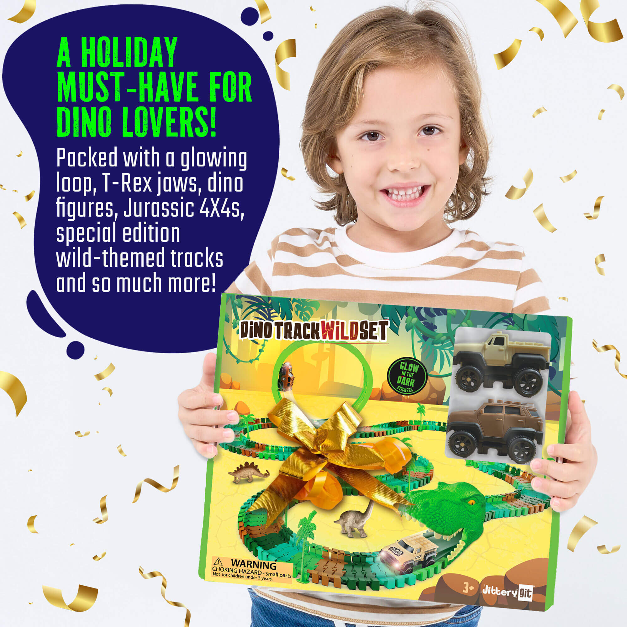 JitteryGit Dinosaur Race Track Glowing Loop Toy Set photo 2