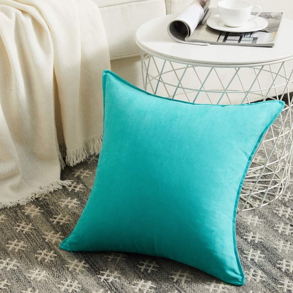 Blessend 1 Pack Premium Faux Suede Decorative Throw Pillow Covers, Super Soft Square Pillow Case,Solid Cushion Cover for Couch/Sofa/Bedroom (18" x 18", Turquoise)