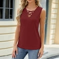 thumbnail image 4 of HAPIMO Women's Loose Tank Tops Tunic Trendy Hollow Out Lace Eyelet Summer Beach Tees Sleeveless Workout Shirts Keyhole Neck Elegant Casual Tops for Girls Red, 4 of 6