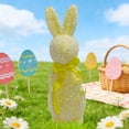 thumbnail image 2 of Easter Glitter Bunny Decor with Bow, Multicolor Sparkle Rabbit Ornament for Home Garden Yard Spring Festival Decor, 2 of 6