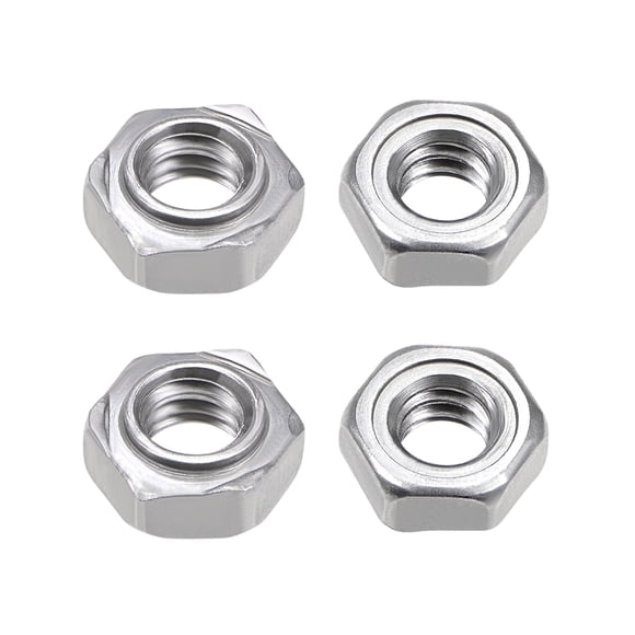 Unique Bargains Hex Weld Nuts,1/4-20 Carbon Steel with 3 Projections Machine Screw Gray 4 pcs