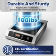 thumbnail image 6 of Commercial Induction Cooktop,1800W Induction Burner with Sensor Touch and LCD Screen,ETL-Certified Single Electric Burner,Ten level precise temperature control, Large 8” Heating Coil, 6 of 8