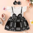 thumbnail image 2 of Weebloom Halloween Outfits For Girls Baby Clothing Plaid Summer Fall Bowknot Short Sleeve Princess Dress Clothes Dailywear Outfit 12-18 Months Black, 2 of 6