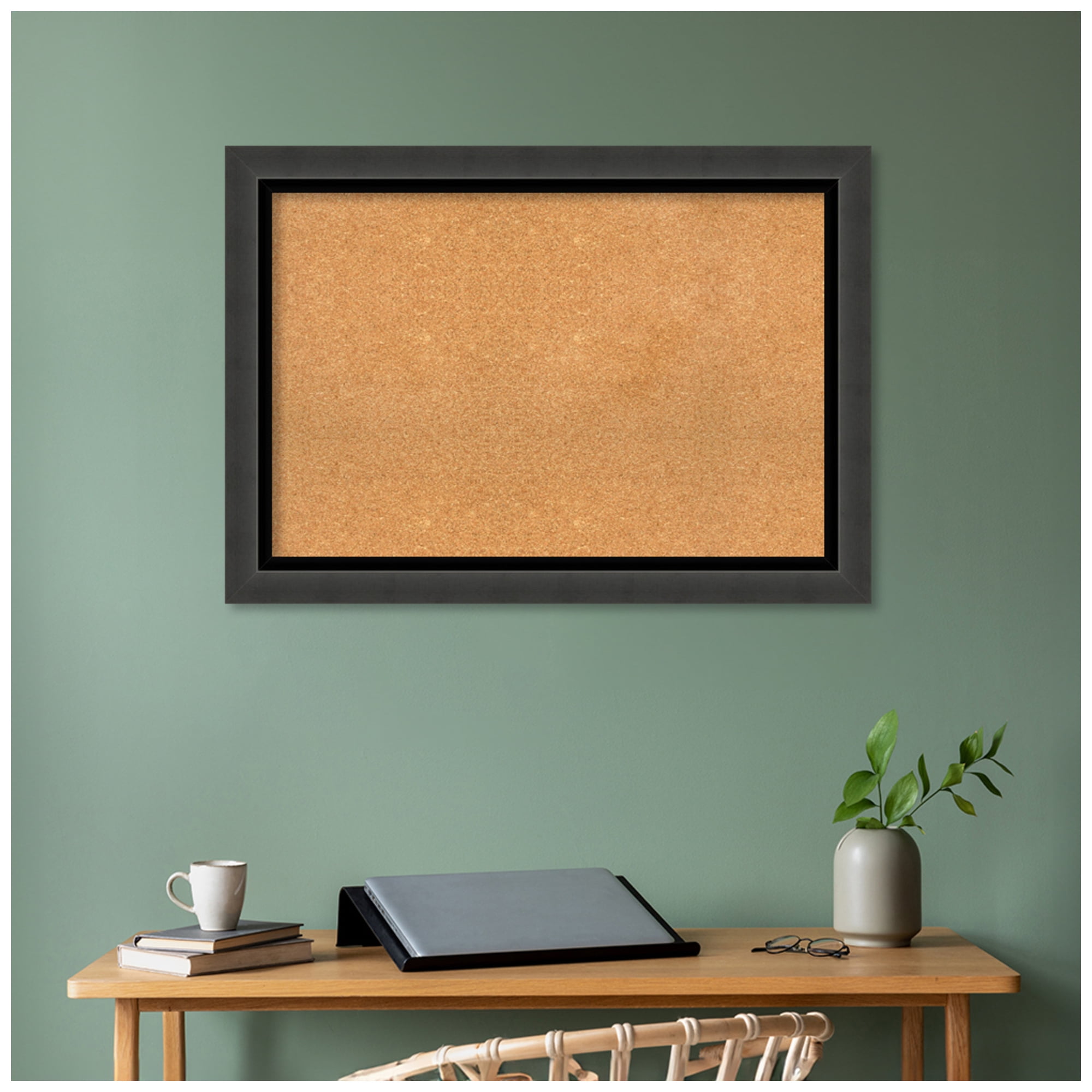 Amanti Art Natural Cork Board Framed Tuxedo Black Bulletin Board 41 in. x 29 in.