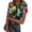 Light Blue(Floral Print), variant on Summer Tops for Women Short Sleeve Ribbed Knit Slim Fitted Hawaiian Shirts for Women Cute Tropical Crew Neck Womens Tops Trendy Tight Stretch Holiday Tees Shirts Orange XL