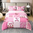thumbnail image 1 of Erosebridal Housse de Couette Rose 100 % Coton pour Filles, Imprimé Cœur Mignon, Taille Simple, Réversible 2 Pcs (Sans Couette), 1 of 8