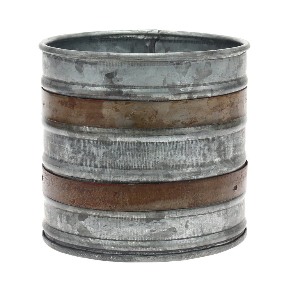 Stonebriar Collection Aged Galvanized Container with Rust Detail Trim