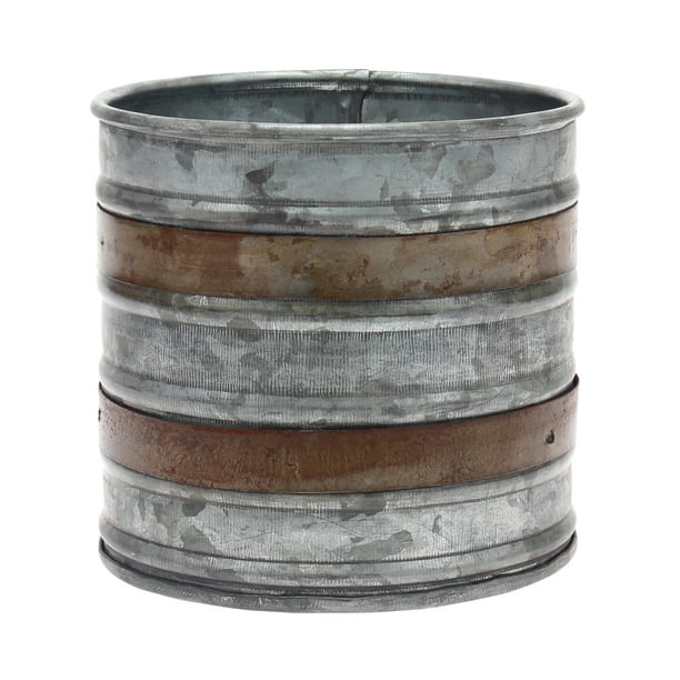 Stonebriar Collection Aged Galvanized Container with Rust Detail Trim