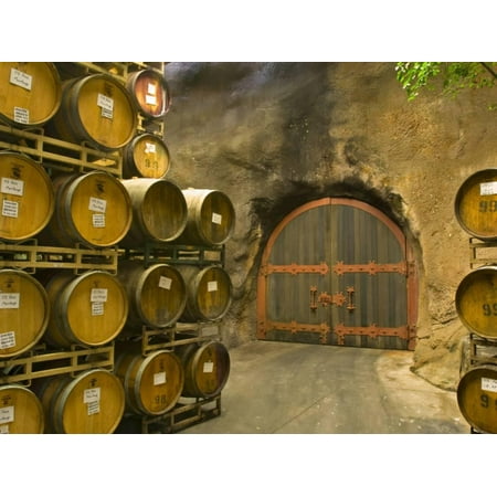 Calavera Bowl - Oak Barrels Stacked Outside of Door at Ironstone Winery, Calaveras County, California, USA Print Wall Art By Janis Miglavs