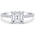 thumbnail image 2 of AFFY Asscher Cut White Cubic Zirconia Engagement Promise Ring in 14k White Gold over Silver-7, 2 of 6