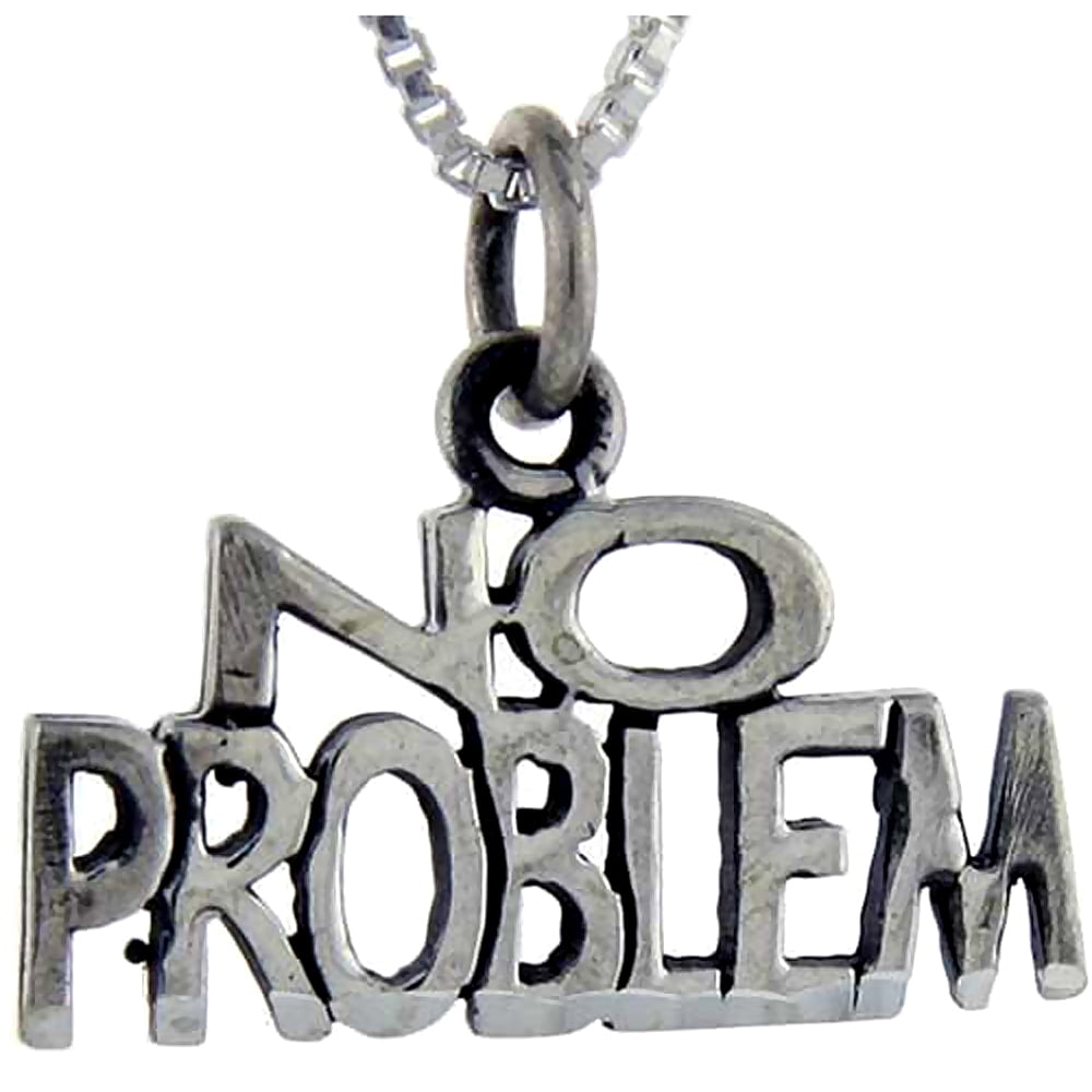 Sterling Silver No Problem Word Pendant, 1 inch wide - Walmart.com