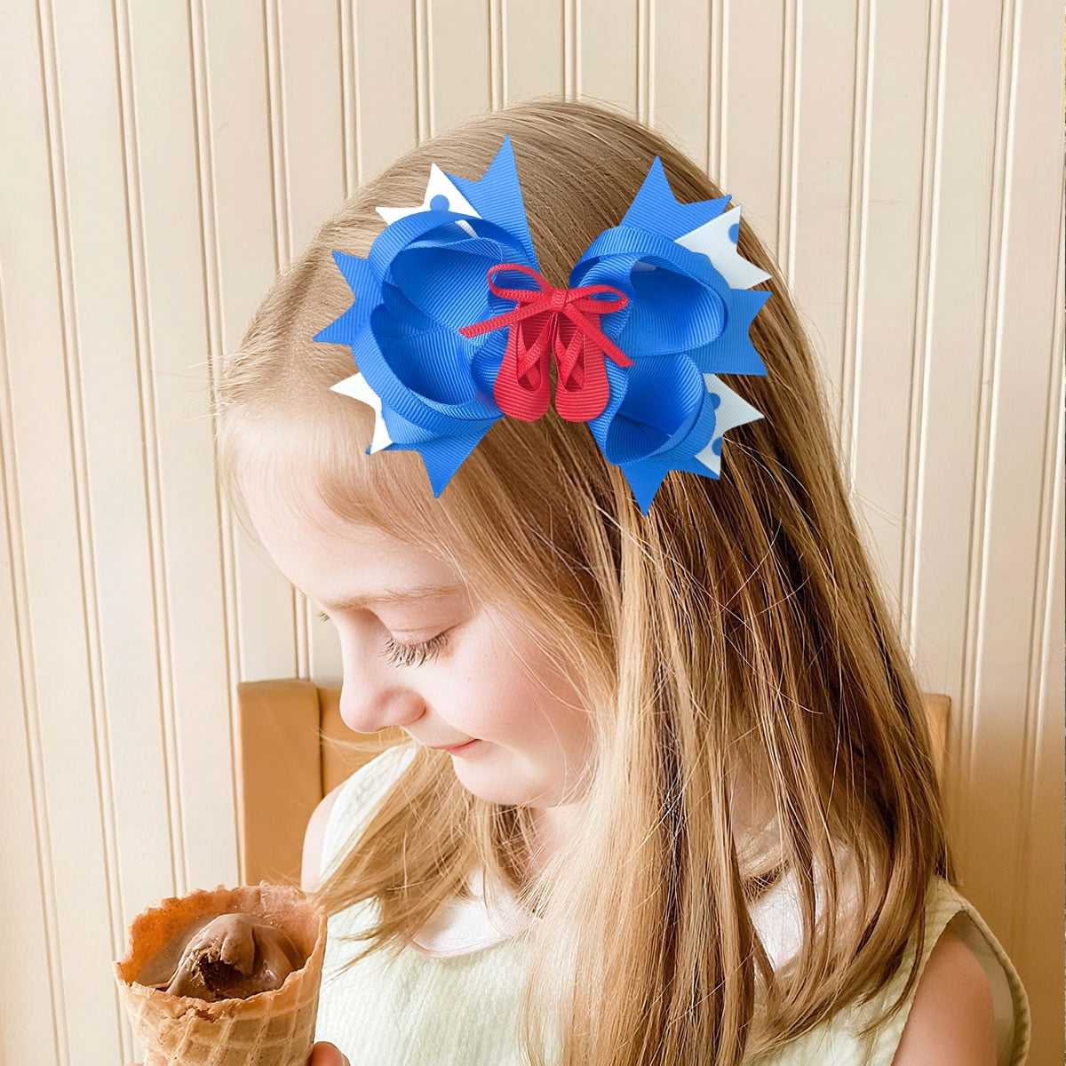 JoyBowie 12+4 Pack Large Cheer Bows & Ballet Shoe Hair Clips, Elastic Ties for Girls